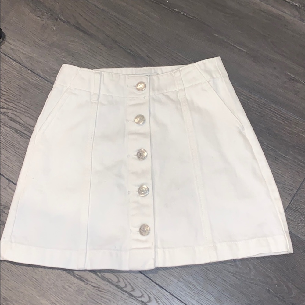 Forever 21 White Button Front Denim Skirt Size 24 - Picture 2 of 8
